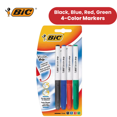 BIC Velleda Whiteboard Markers, Medium Bullet Nib, Dry Wipe Pens, Assorted Colours
