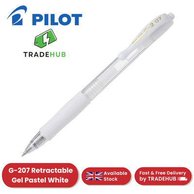 Pilot G-207 Retractable Gel 0.7mm Rollerball Pen Smooth Writing - Pastel White