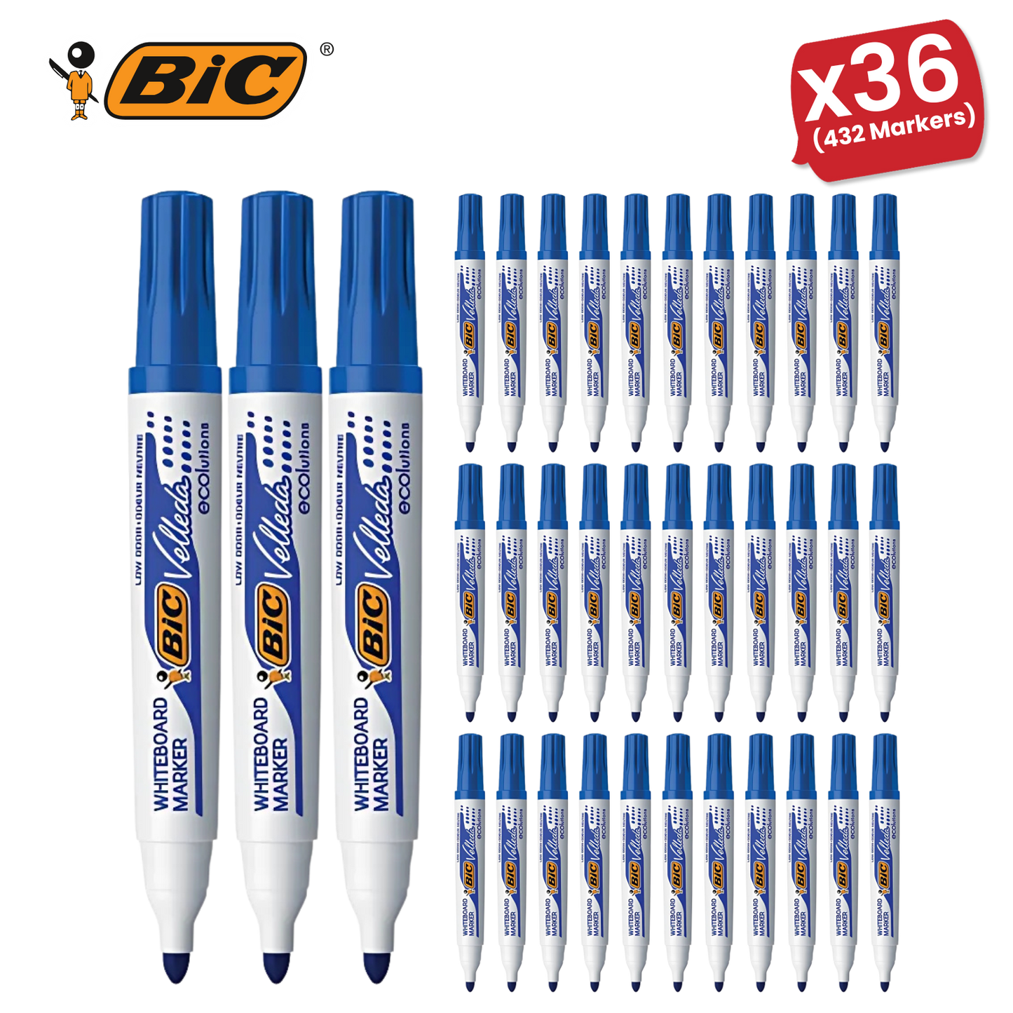 BIC Velleda 1751 ECOlutions Whiteboard Markers Green - Box of 12 BIC VELLEDA MARKER 1701 BLUE - PACK OF 12
