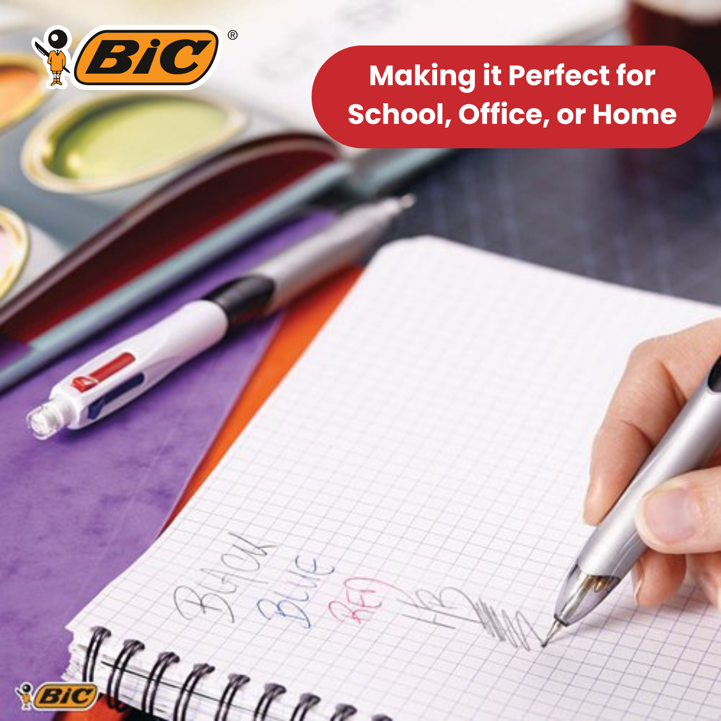 Bic 4 Colours Combination Medium Ballpoint Pen + Medium Mechanical Pencil