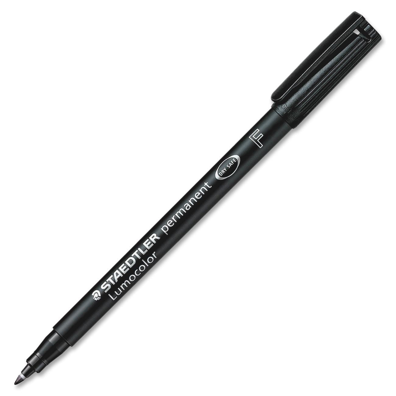 STAEDTLER LUMOCOLOR PERMANENT PENS FINE BLACK - BOX OF 10