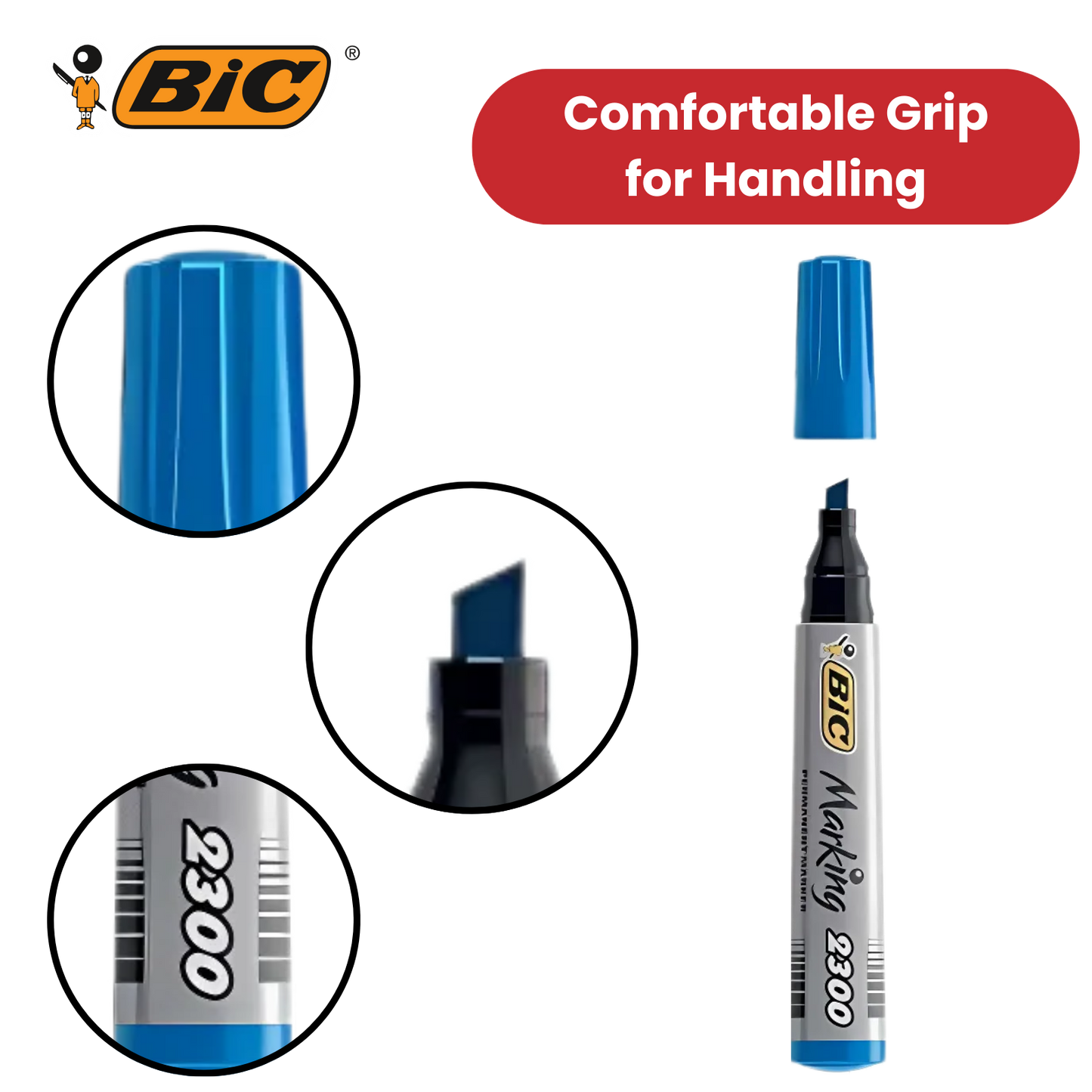 BIC Marking 2300 ECOlutions Permanent Chisel Tip Markers Blue - Box of 12