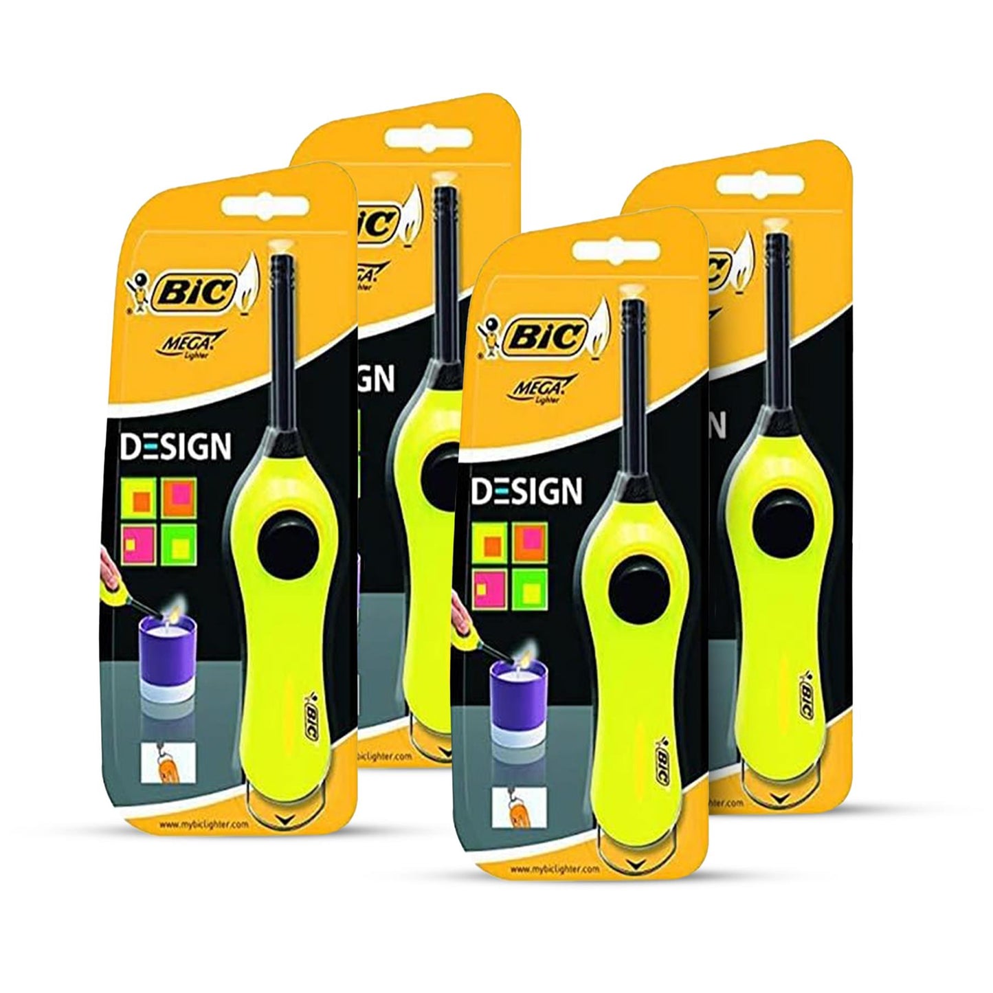 BIC Mega Utility Lighter - Plastic 6cm Wand Cooking Lighter, Push Button Lighters for BBQ