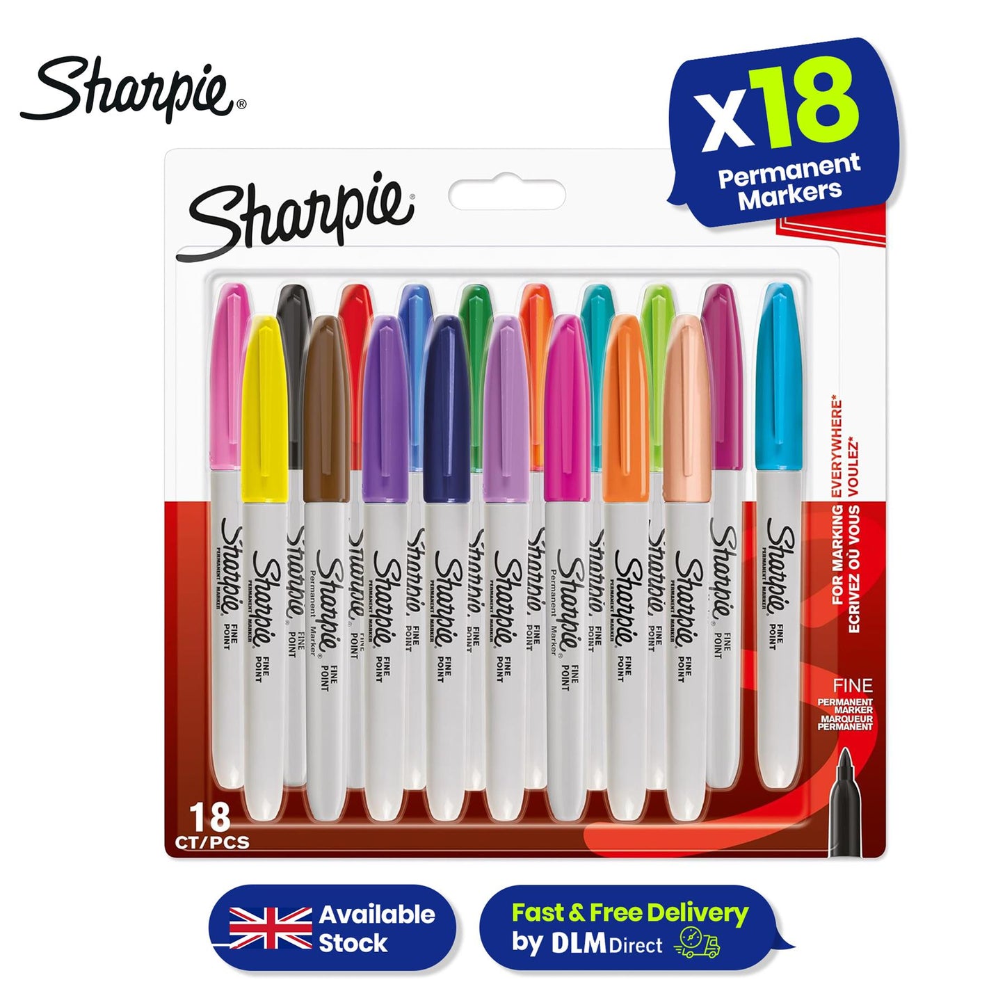 edding 750 PAINT MARKER PEN WHITE pack of 1 + Sharpie Permanent Markers  pack of 1 per pack 18 + Paper Mate black Flair Felt Tip Pens pack of 4 pens