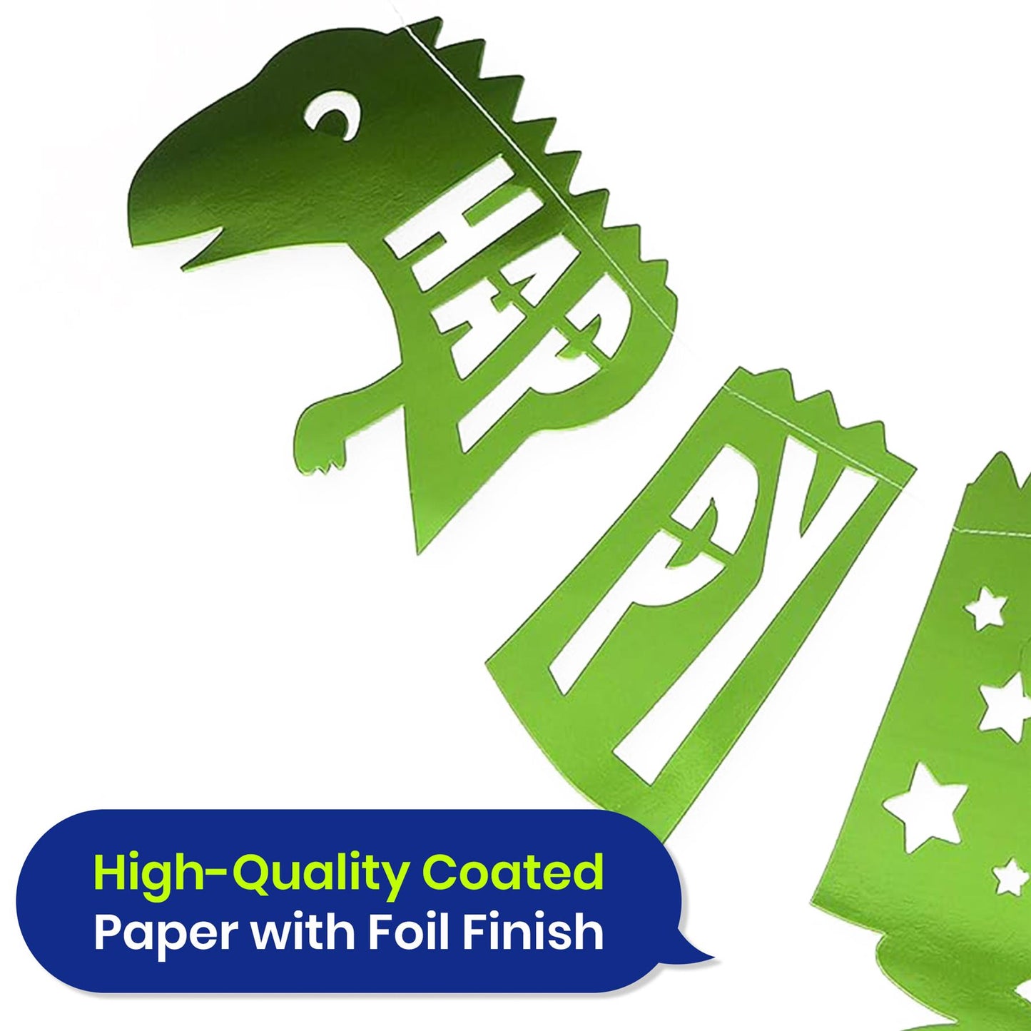 On The Wall Party Banner - Giant Green Happy Birthday T-Rex Dinosaur Garland - 1.5 metre