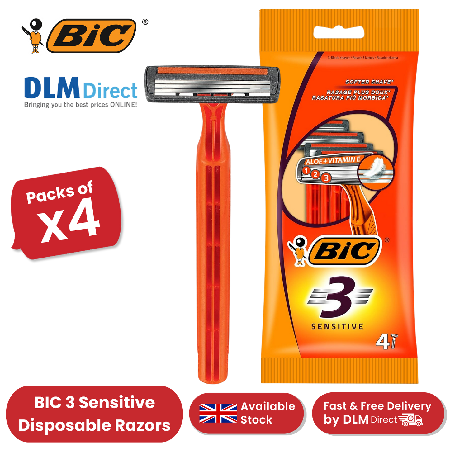 Bic 3 Sensitive Razors 4 - 1 Pack