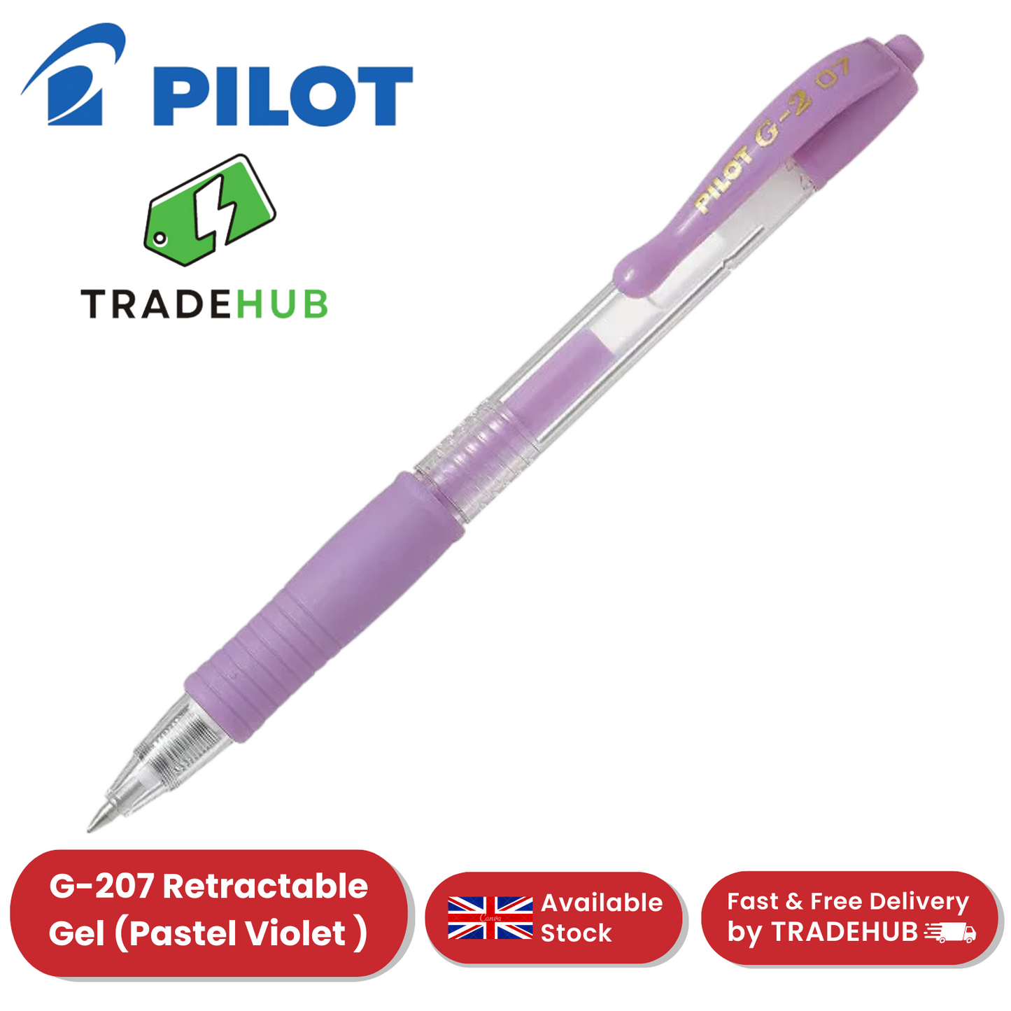 Pilot G-207 Retractable Gel Rollerball 0.7 mm Tip (Single Pen) - Pastel Violet