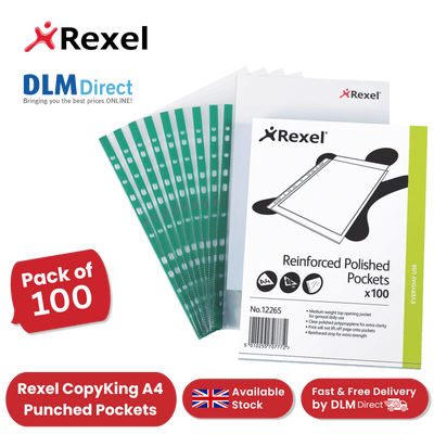 Rexel Copyking Clear Reinforced Pockets CKP/A4 12265 (Pack of 100) 1 to 5