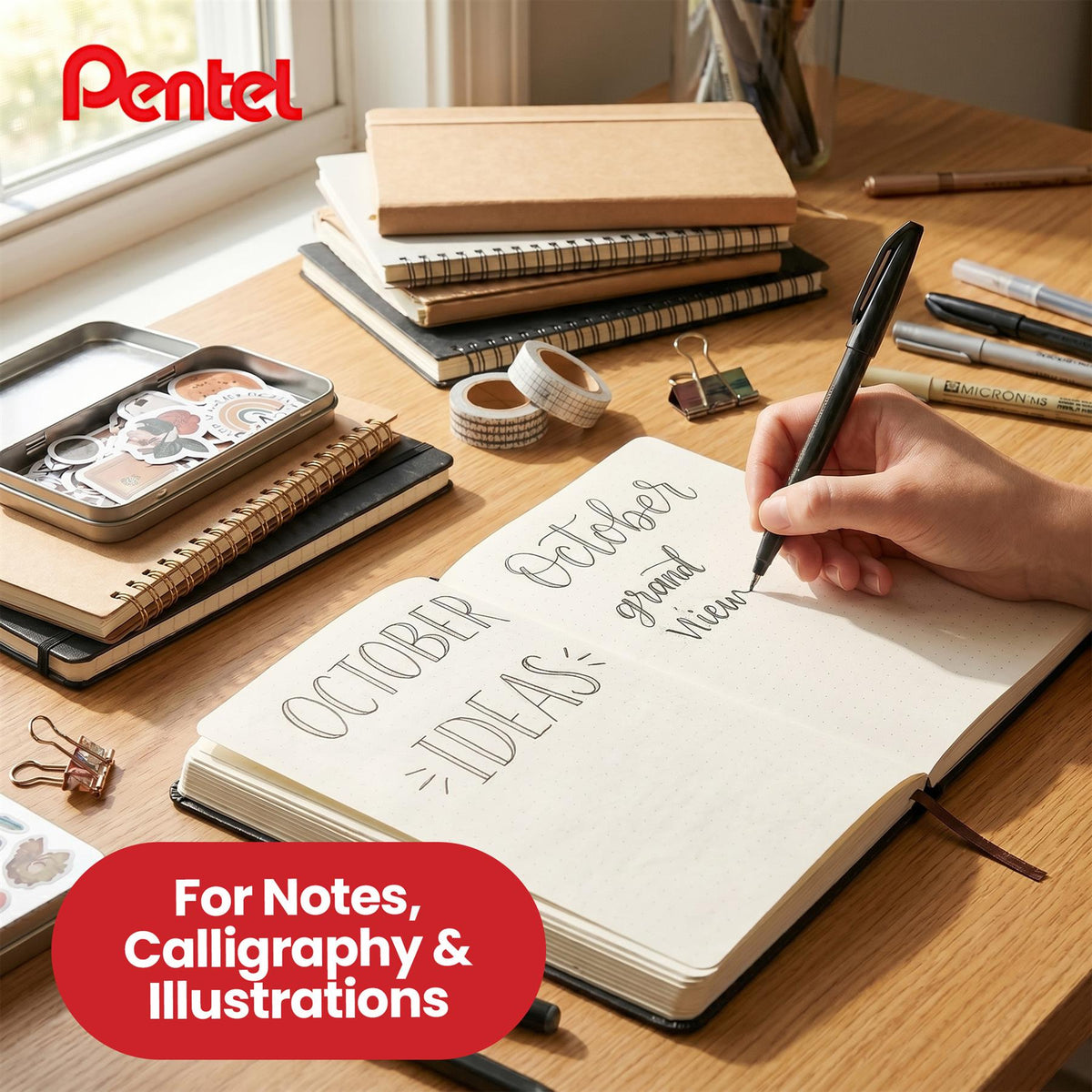 Pentel Sign pen Fibretip Black Pack of 3