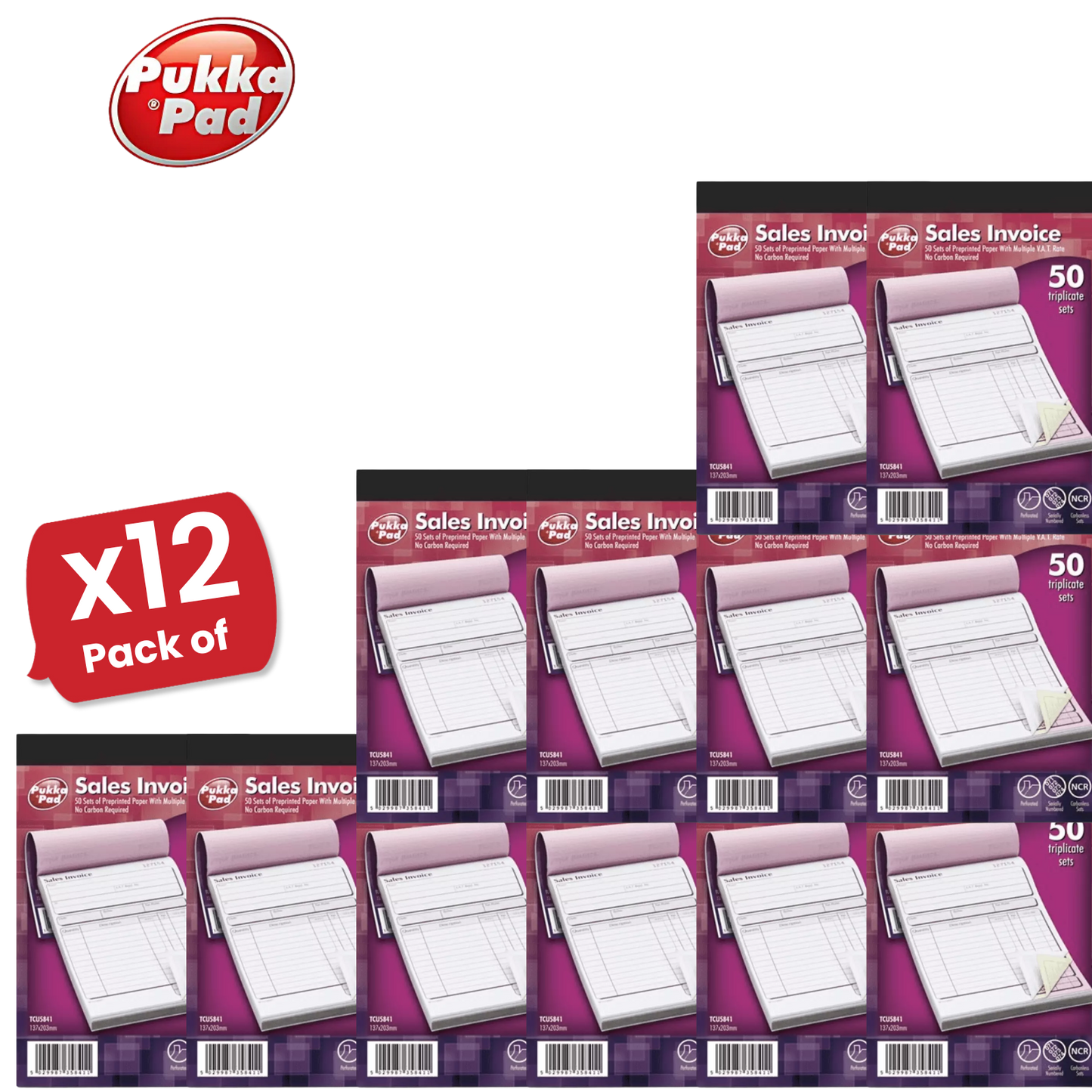Pukka Pad NCR Triplicate Sales Invoice Book 203 x 137mm - Single - 1 to 36 Packs