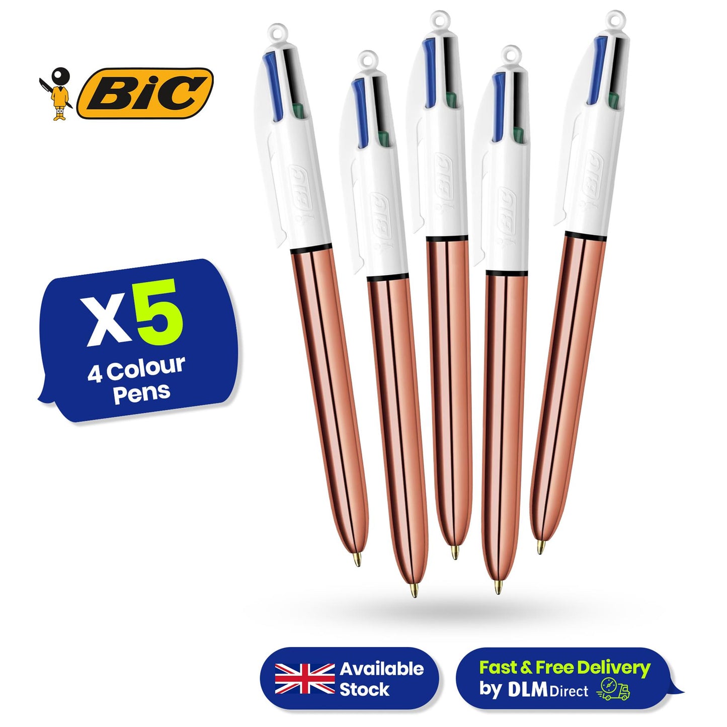 BIC 4 Colour Shine - Rose Gold - Pack of 5