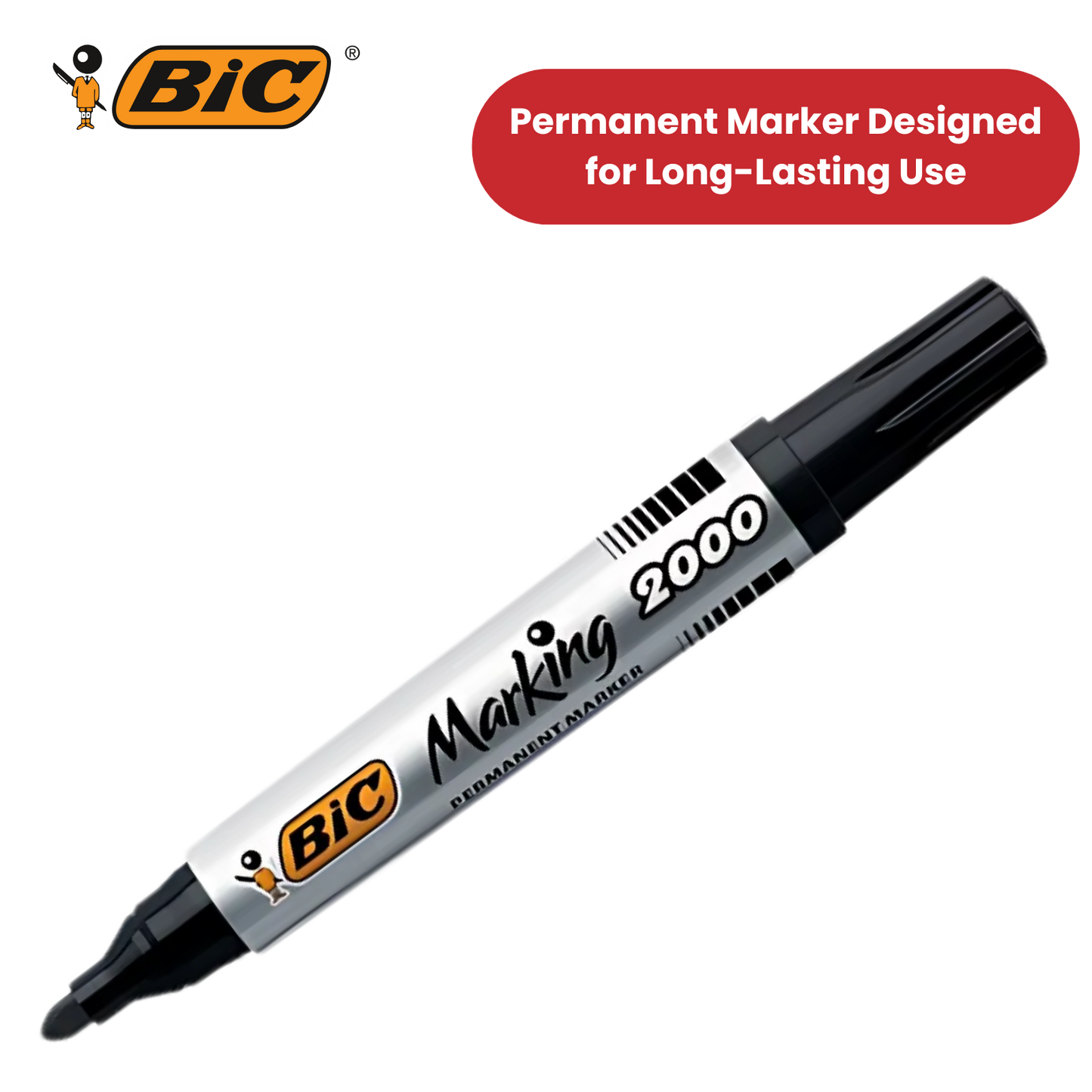 Bic 2000 Permanent Black Bullet Tip Marker 820915 - Single Pen Bic 2300 Permanent Black Bullet Tip Marker - 5 Single Pens