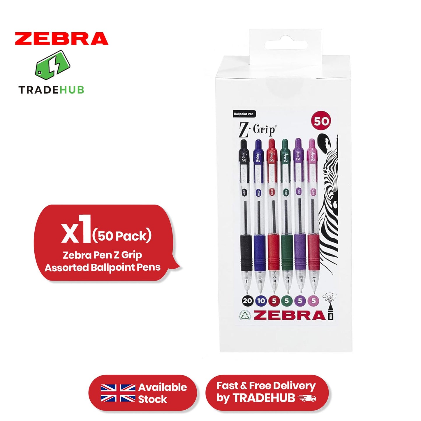 Z Grip 5 Assorted Coloured Pens Retractable 2mm Bullet Tip Pen Pastel Quick Drying Ink Felt Tip Pens for Journals, Sketching & Creative Writing (Pack of 50)