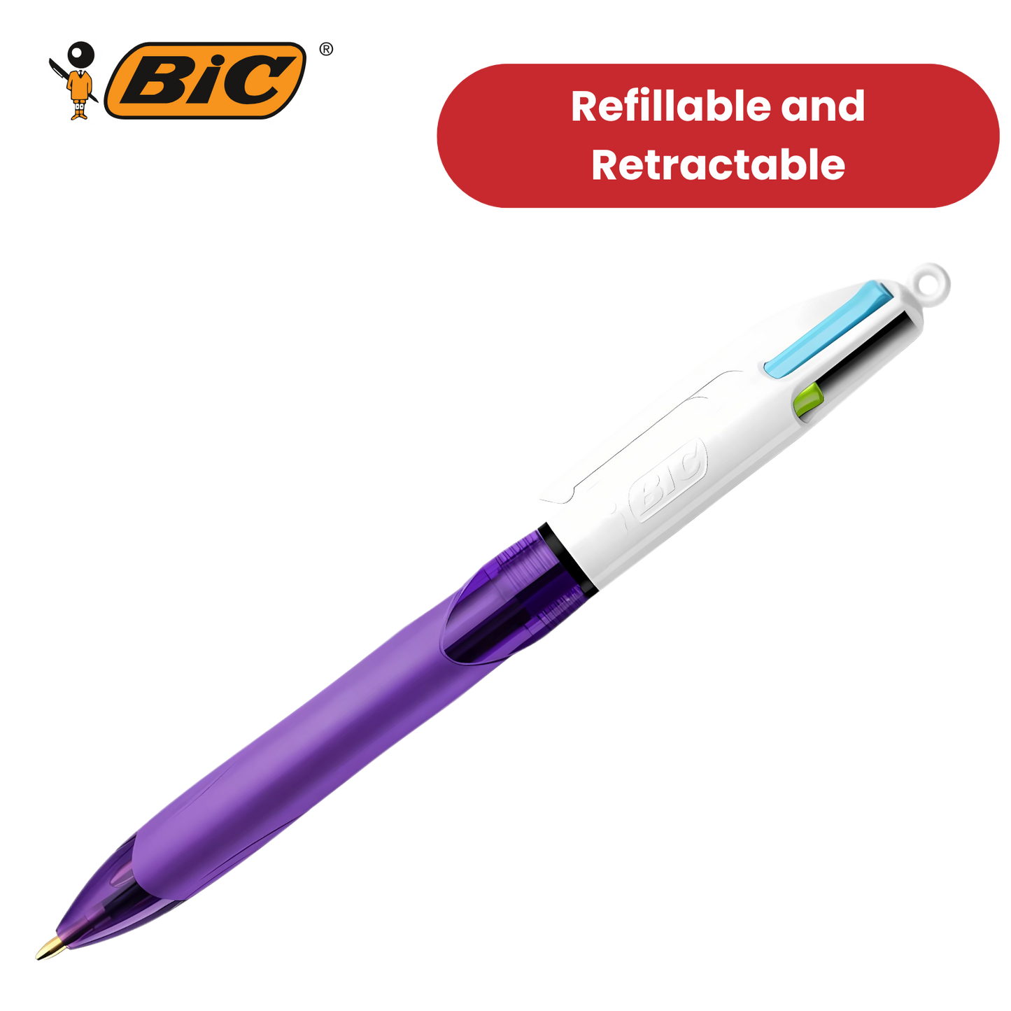 Bic 4-Colours Grip Fashion Ballpoint Pen 1.0mm - Pack of 1