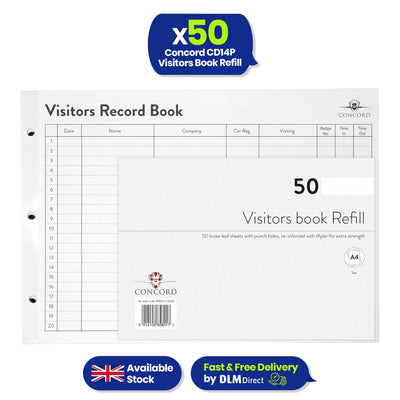 Visitor Book Refill A4 Sign-In Sheets with Durable Paper for Offices and Schools