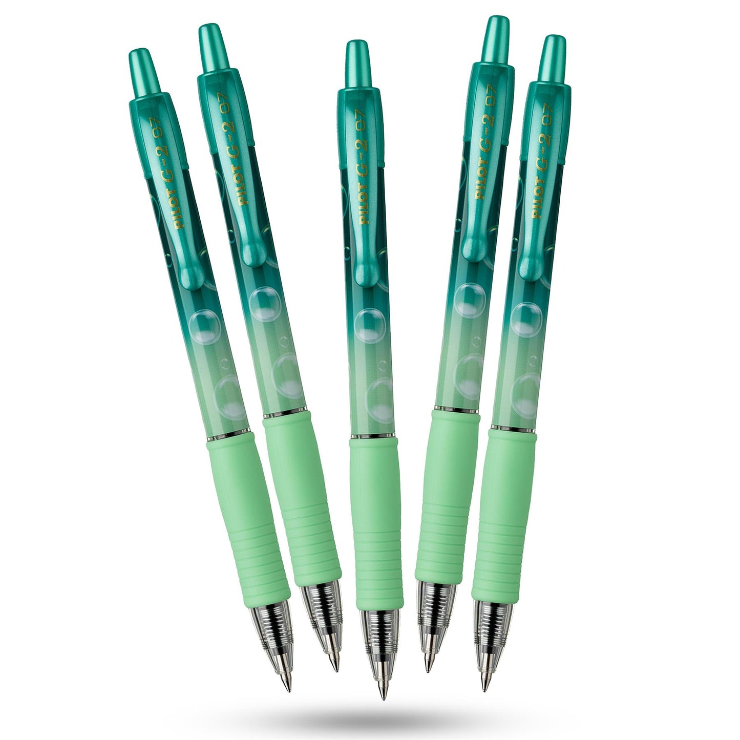 Pilot G2 Gel Pen Bubble Green Pack of 5 Blue Gel Ink 0.7mm Ergonomic Grip