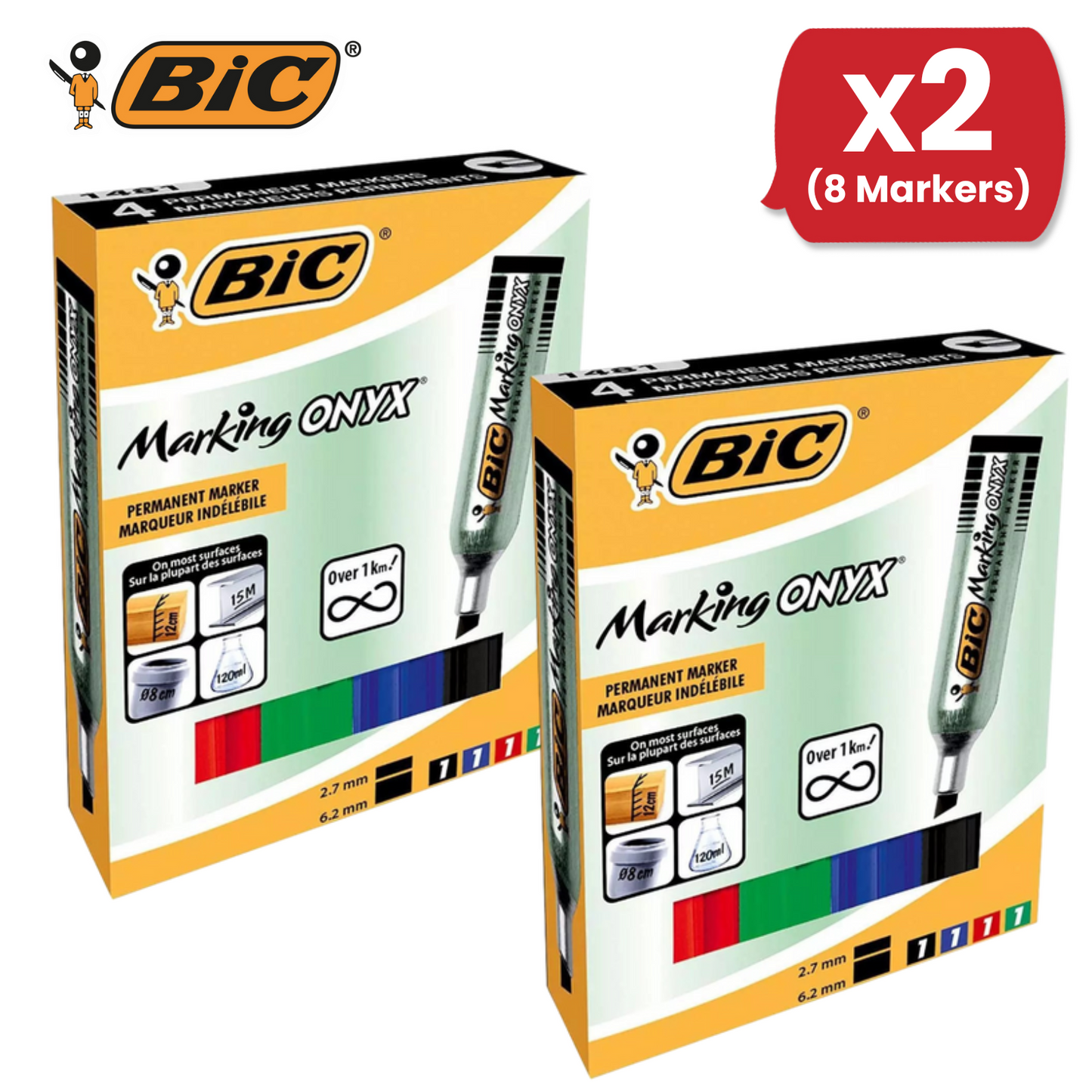 BIC ONYX 1482 Mini Permanent Marker Bullet Tip Assorted Pack of 4 - 1 to 5 Packs