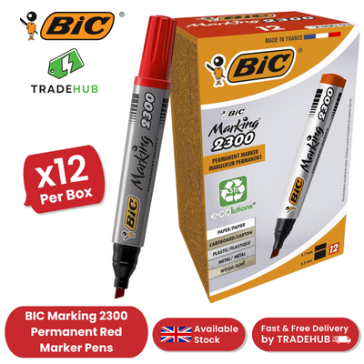 BIC Marking 2300 ECOlutions Permanent Chisel Tip Markers Red - Box of 12
