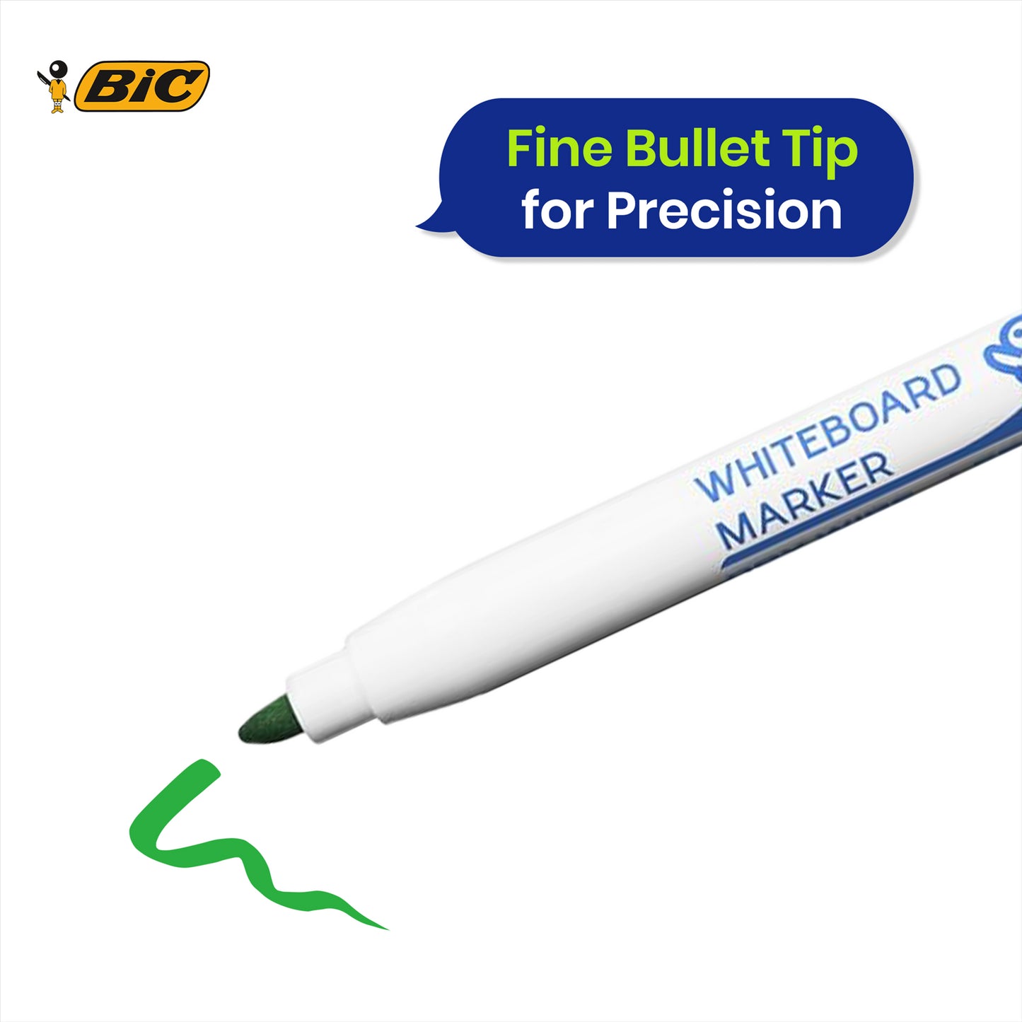 BIC Whiteboard Marker Plastic Bullet Tip Dry Erase Pen Low Odour Ink for Office School
