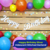 Party Banner � Happy Birthday Silver Iridescent Stitched Garland � 1.5 Metres