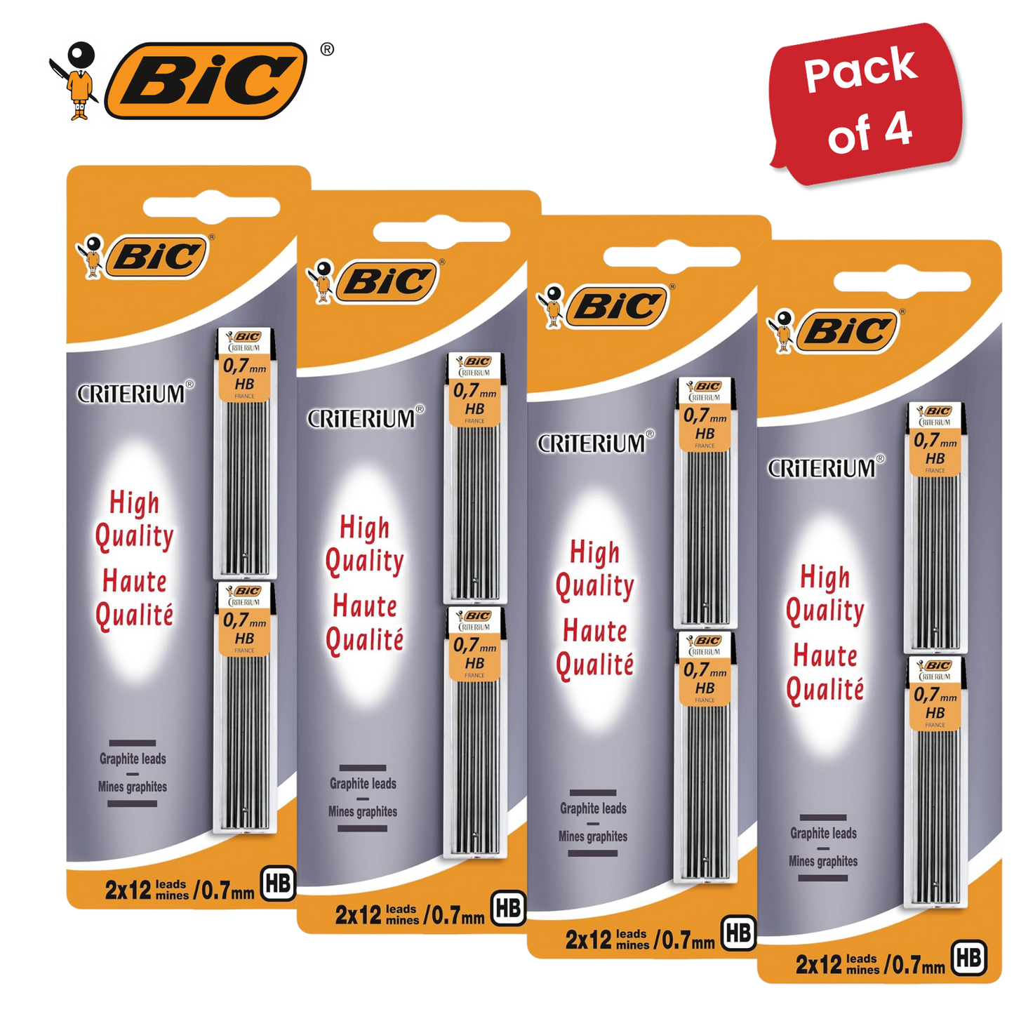 Bic Criterium Mechanical Pencil Leads 0.7 mm (Blister Pack of 2) - Pack of 1 to 5