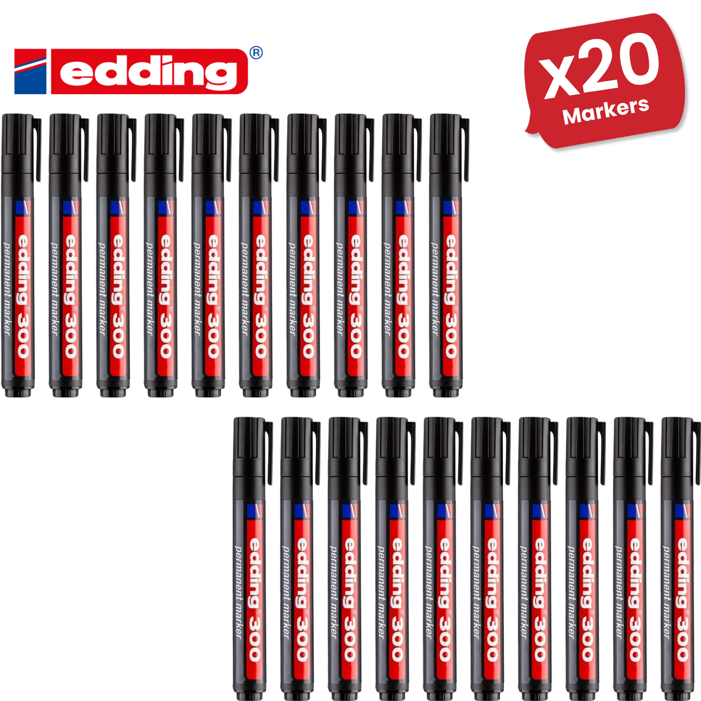 Edding 300 Permanent Marker Bullet 1.5-3mm Black - Single - 1 to 30 Packs