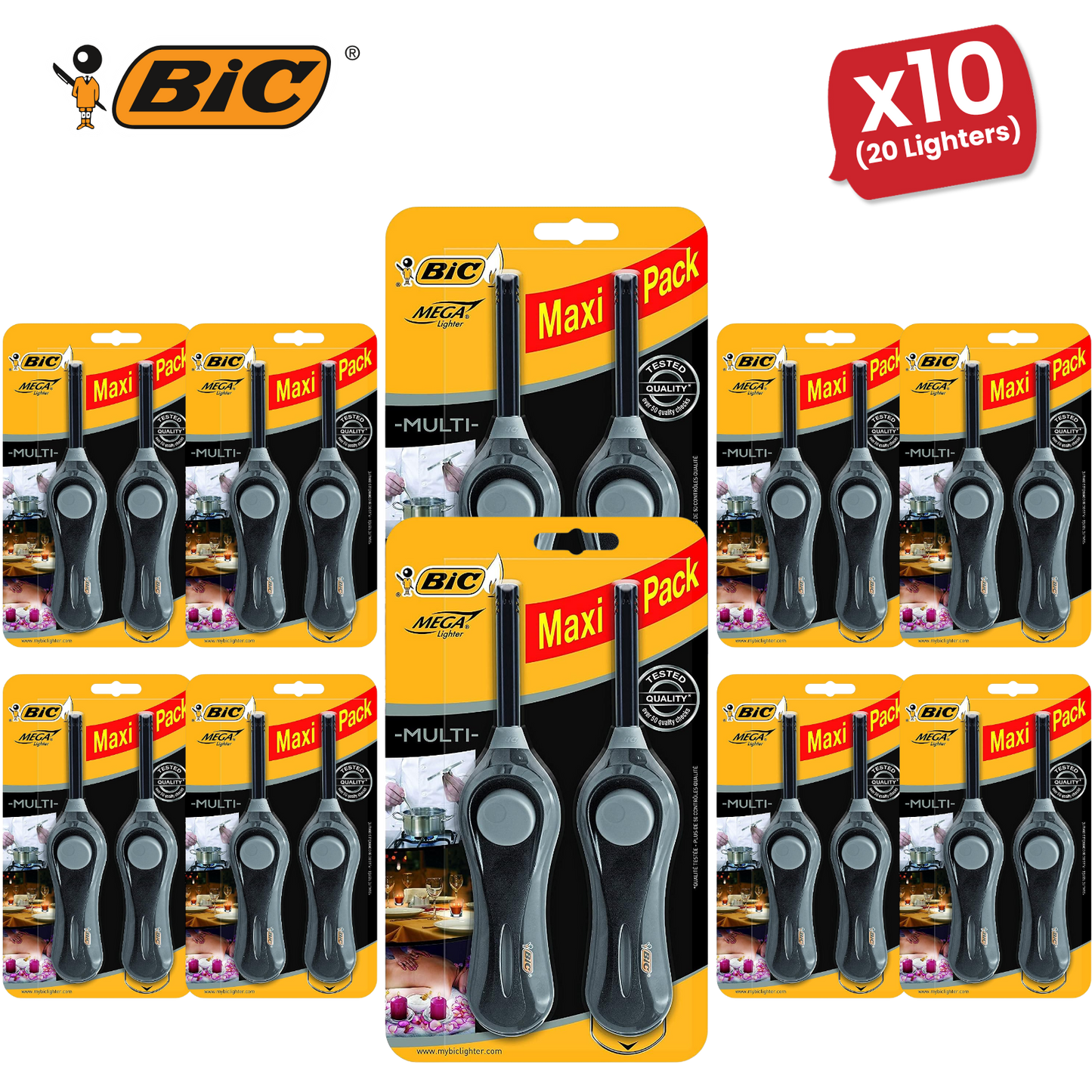 BIC Mega Standard Utility Lighter Black - Blister Pack of 2