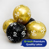 Age 50 Black and Gold Latex Balloons Milestone Birthday, 12 Inch Pack of 6