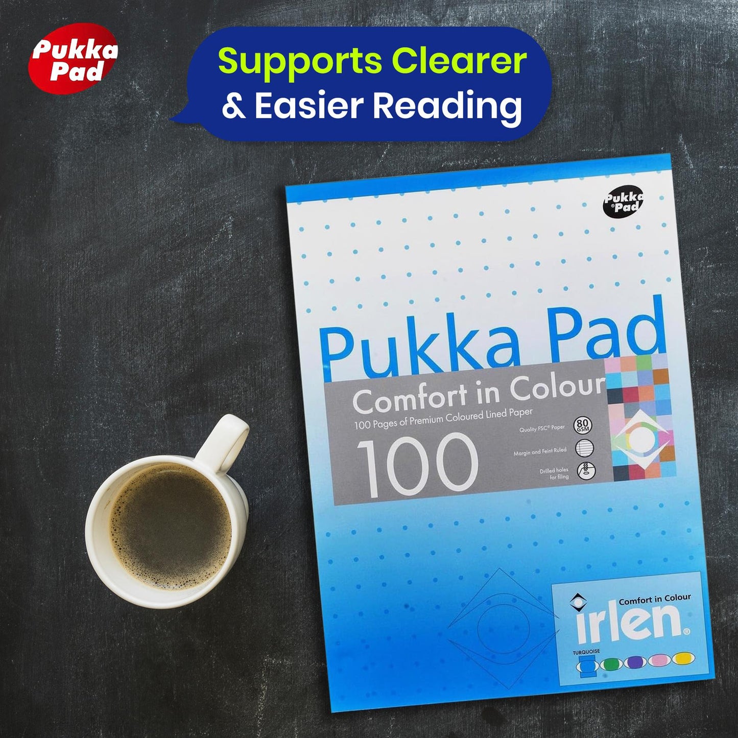 A4 Pukka Dyslexia Pad with Turquoise Tinted Ruled Pages and Perforated Sheets