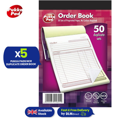 Order Book Paper Duplicate NCR Receipt Book Carbonless Order Pad for Business(Pack of 5)