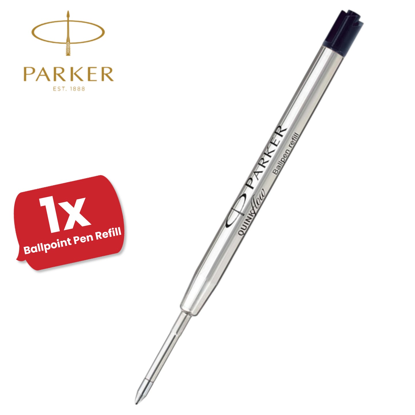 Parker Quinkflow Ball Pen Refill Medium Nib Black, Pack of 1