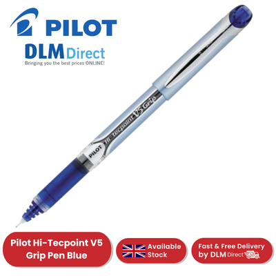 Pilot V5 Rollerball Pen Rubber Grip Needle Point 0.5mm Blue- Pack of 1