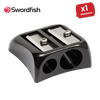 Swordfish Blinc Blinc Double-Hole Zinc Pencil Sharpener, Smooth & Stylish Black