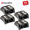 Swordfish Blinc Blinc Double-Hole Zinc Pencil Sharpener, Smooth & Stylish Black