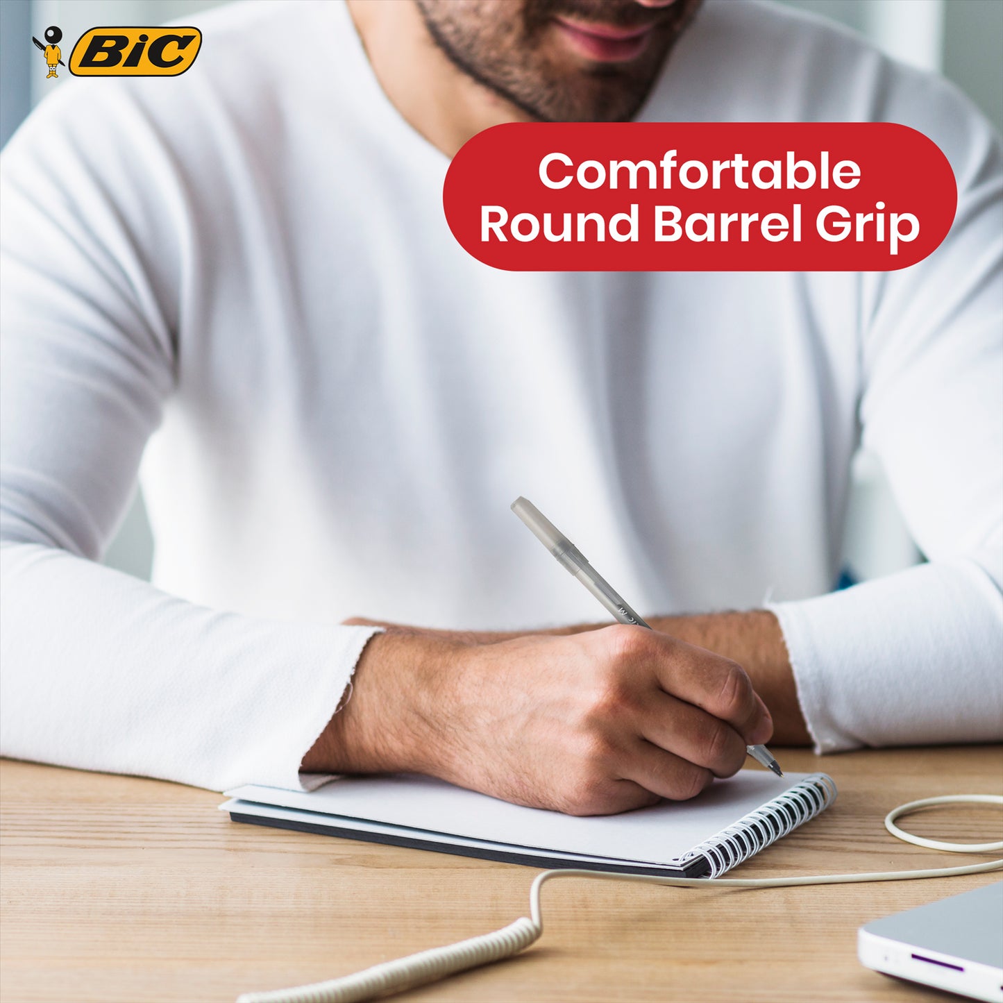 BIC Round Stic Ballpoint Pens - 8 Pcs Plastic Black Ball Pen, 1.0mm Tip Writing Pens for Office