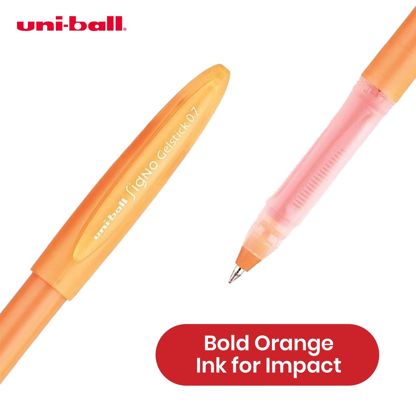 Uni Ball Signo Gelstick UM-170 Orange Gel Roller Ball Pens, 12 Pack, 0.7mm Tip
