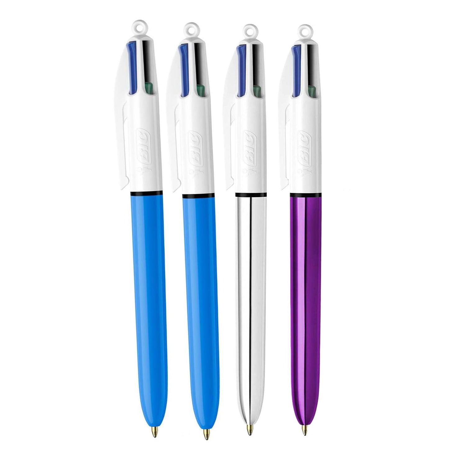 BIC 4 Colours Original & Shine Pens Pack of 4 with Multi-Ink Colours