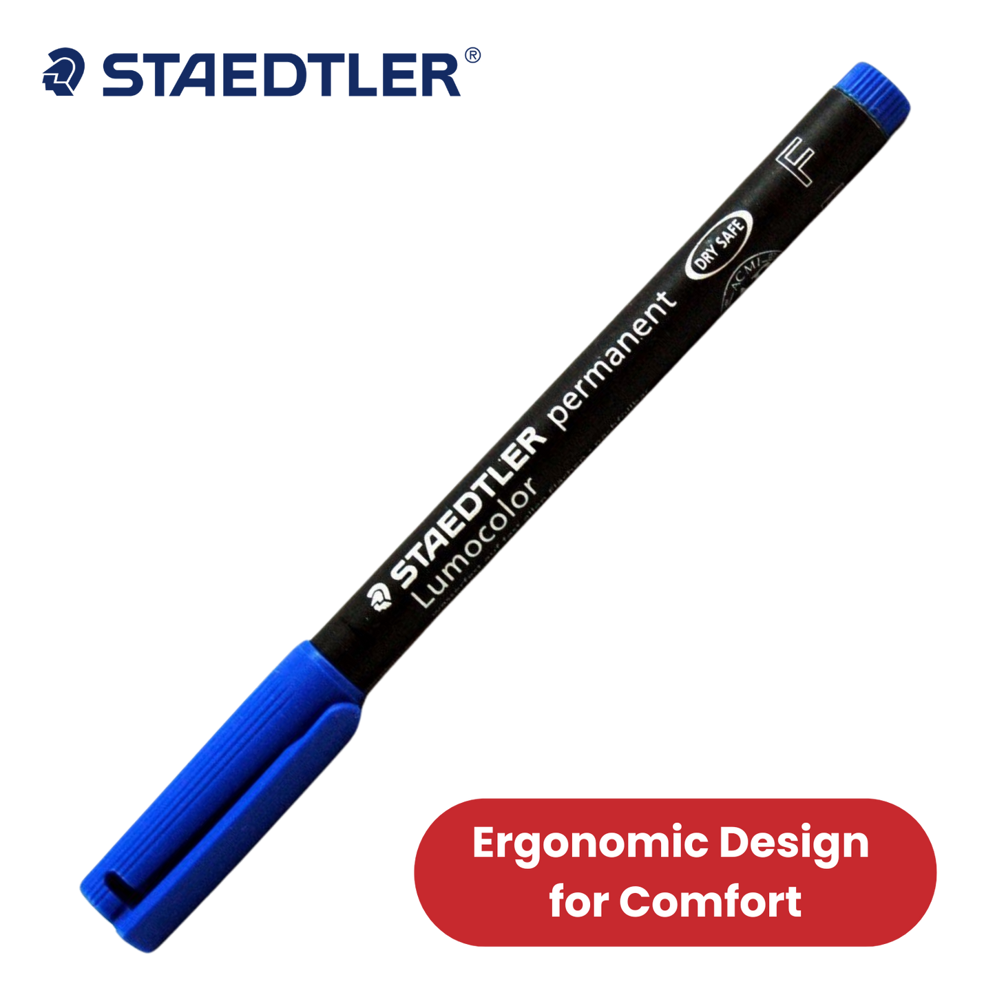 STAEDTLER Lumocolor Permanent Fine Blue Marker Pens Quick-Dry Ink Multi-Surface
