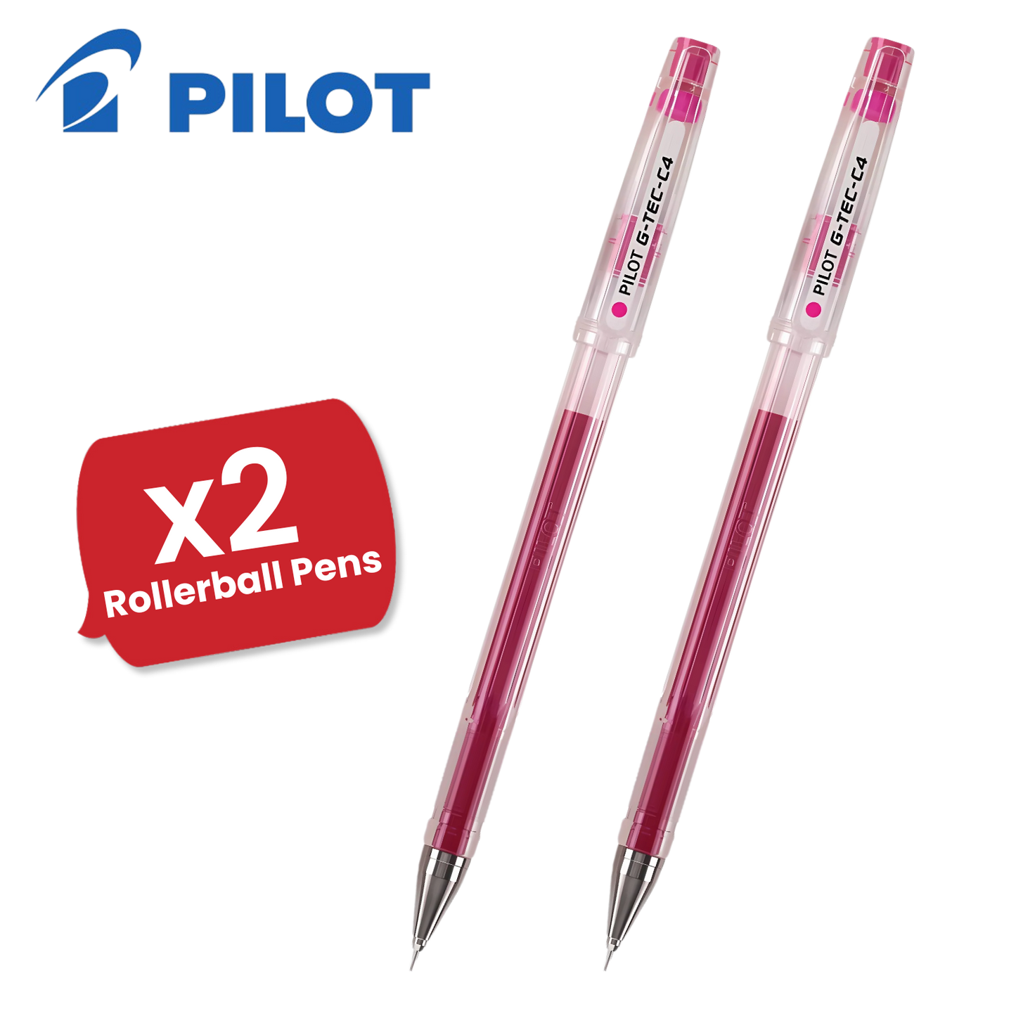 Pilot G Tec C4 Gel Rollerball Pens Microtip Extra Fine 0.4mm Gel Ink - Pink