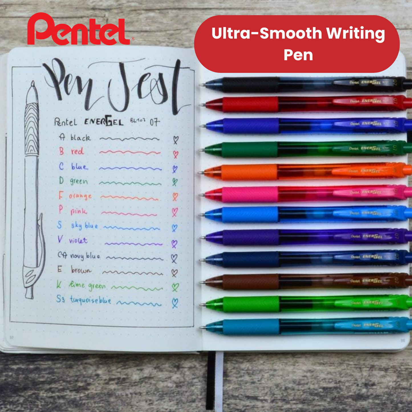 Pentel EnerGel X BL107-B - Red - Pack of 12