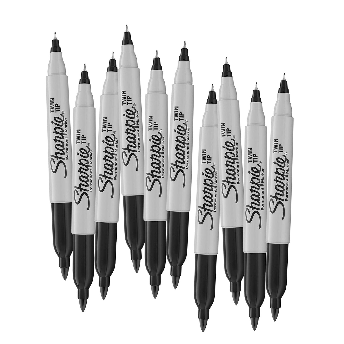 Sharpie Twin Tip Markers 10 Pack Black Ink Fine and Ultra-Fine Permanent Writing Pens