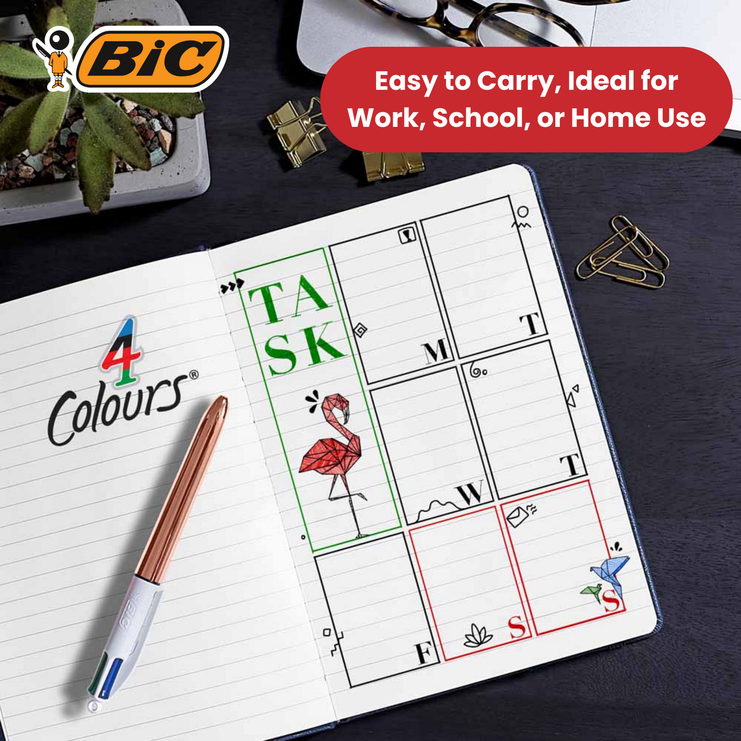 BIC 4 Colour Shine - Rose Gold - Pack of 12