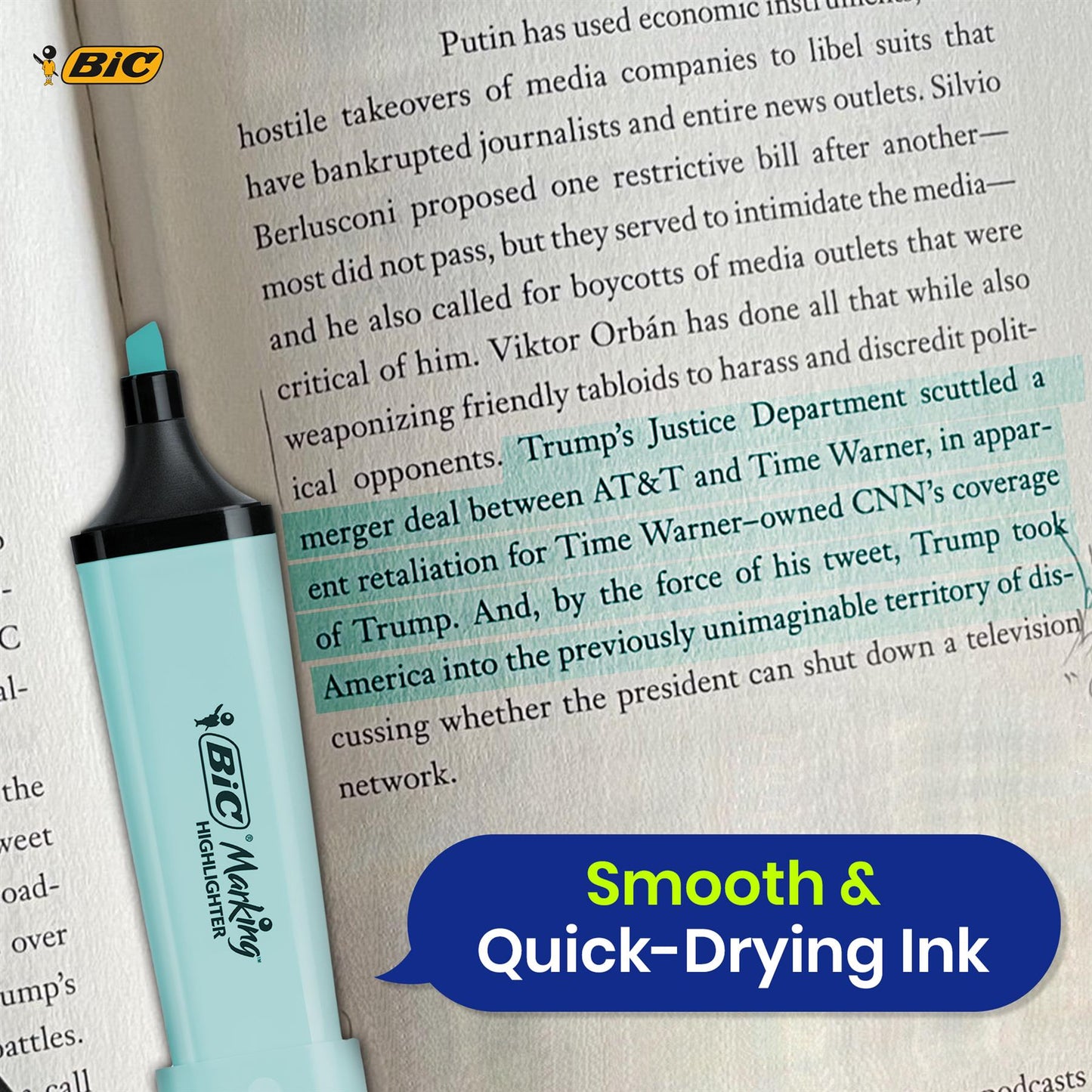 BIC 8x Marking Highlighter Flat Assorted Pastel & Neon Modular Tip for Precise Highlighting