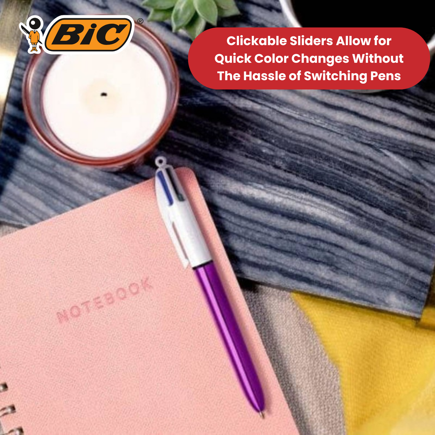 Bic 4 Colour Shine - Purple - Single Pen