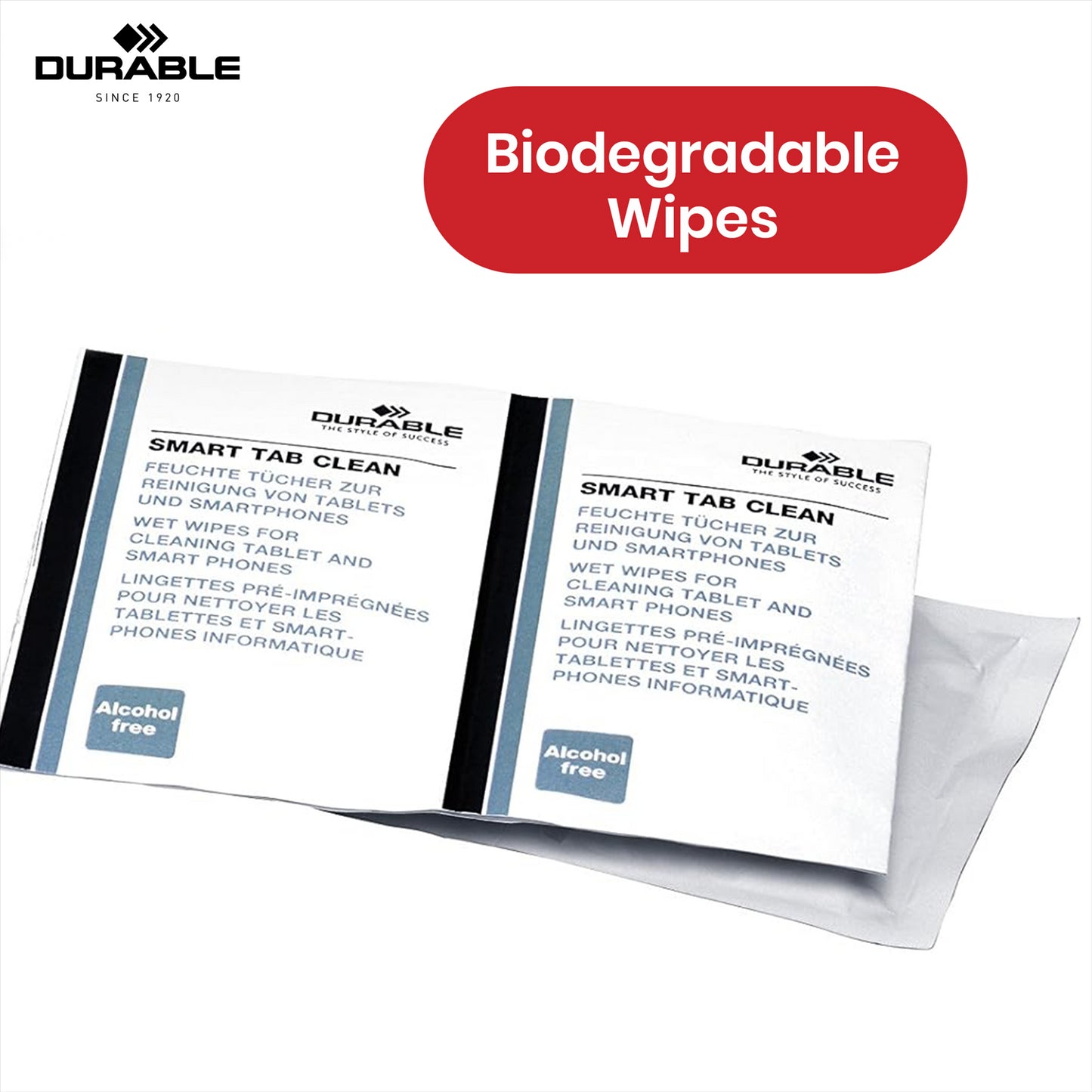 Durable SMART TAB Biodegradable Wipes - 10 Pcs Lemon Scent & Streak Free Wipes for Phones