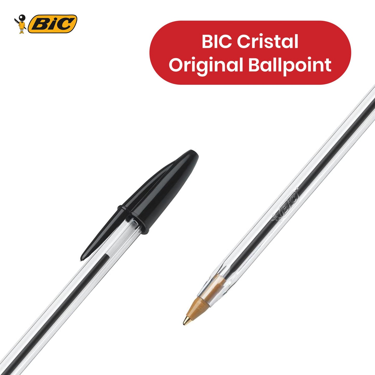 BiC Cristal Medium Biro Ballpoint Pen - 1.0 mm Black - Pack of 5