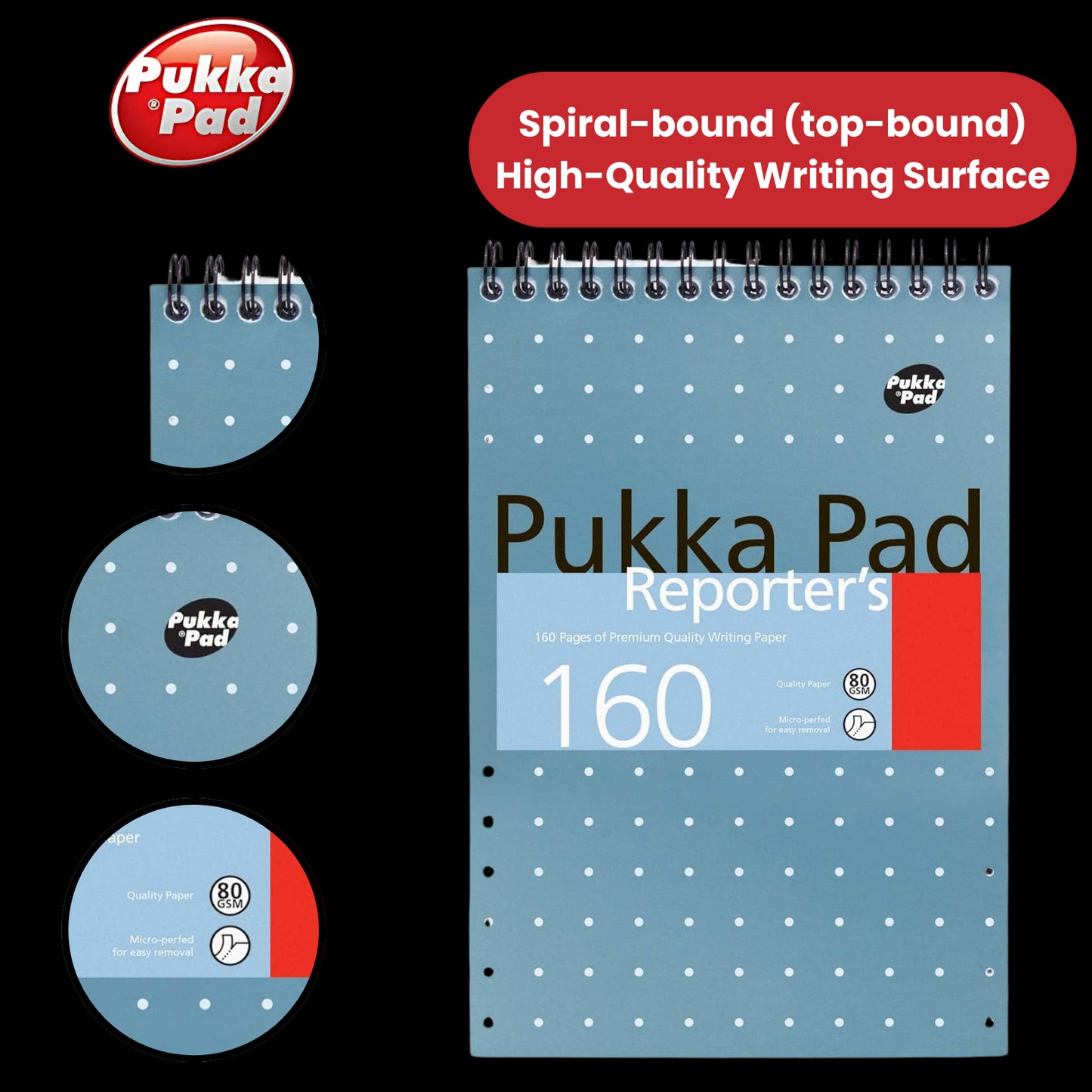 Pukka Reporter's Pad 160 pages - Lined - Pack of 6