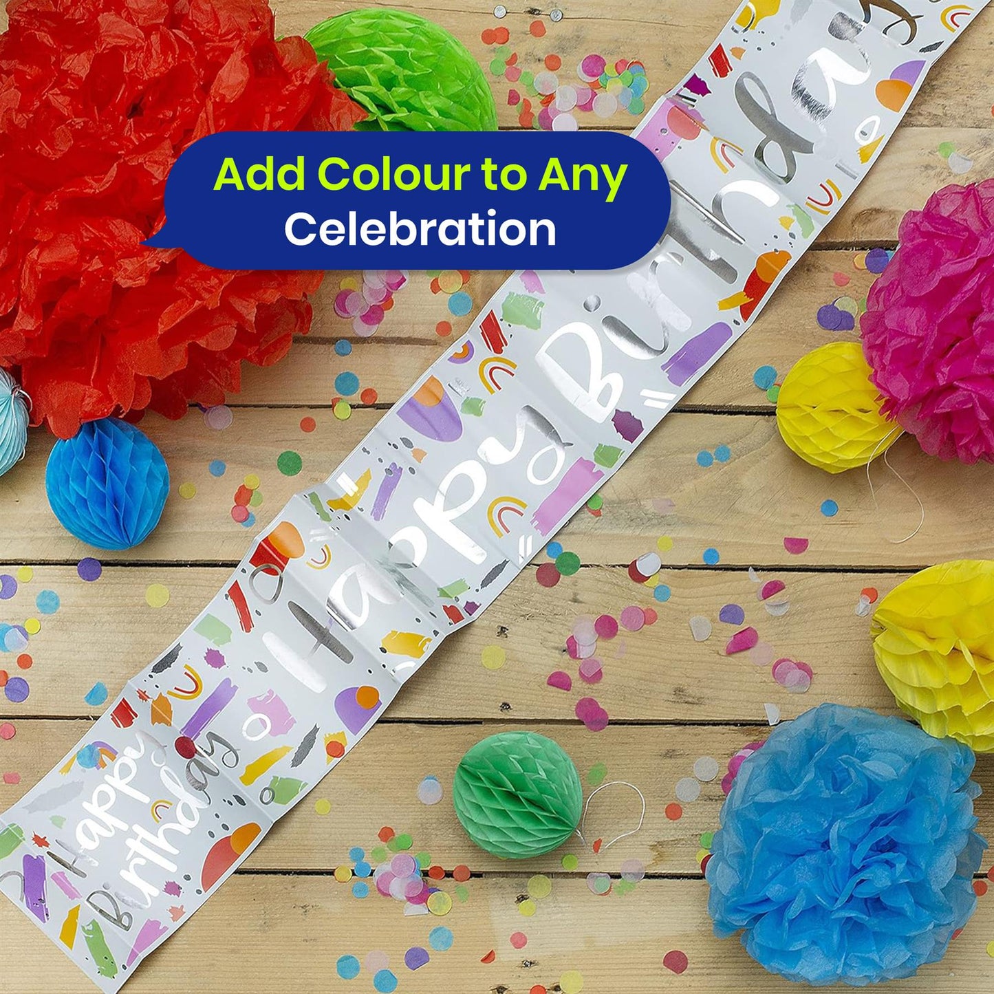 Balloon Garland Kit with Banner and Bunting for Bright Birthday Party Decor