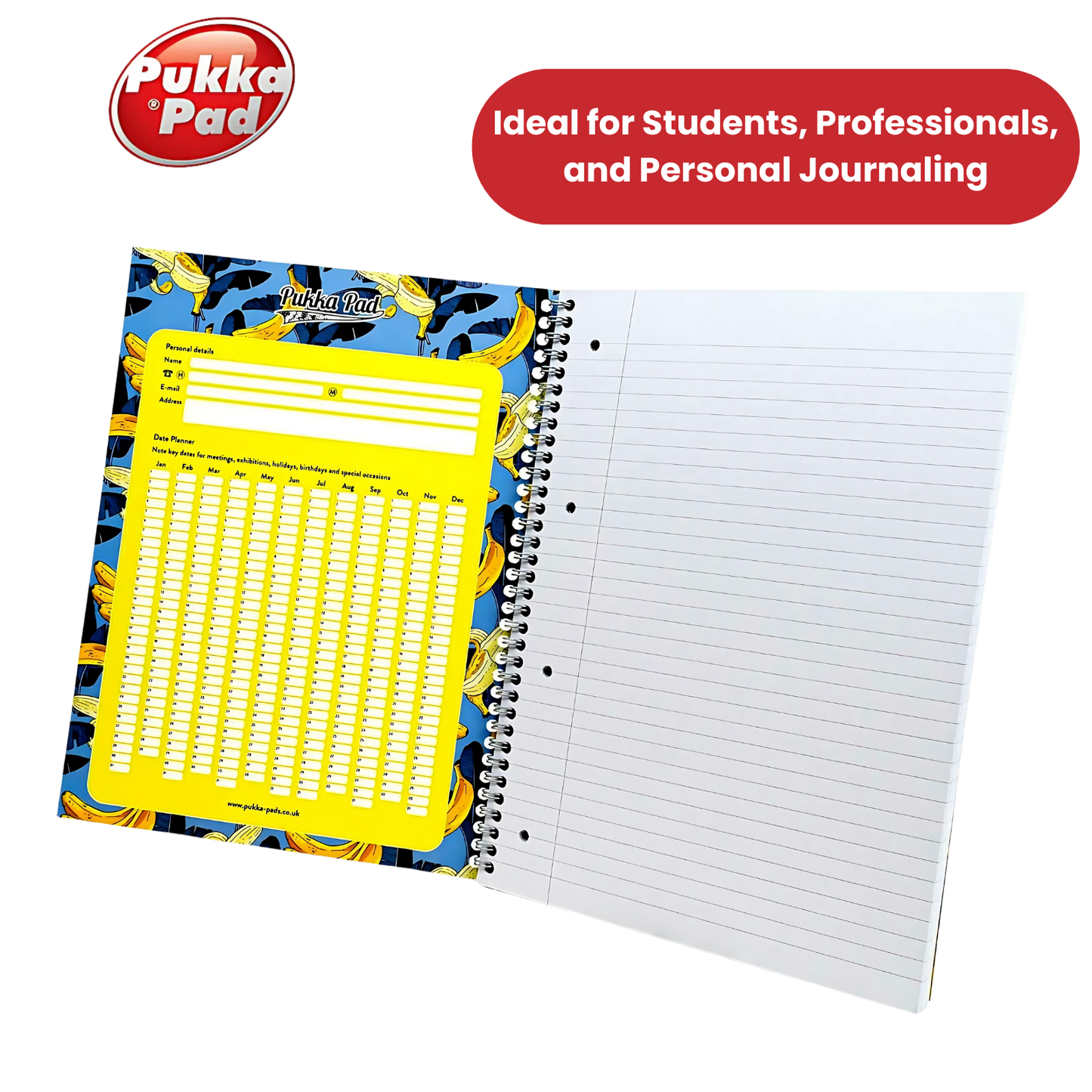 Pukka Pad Pastel Jotta Pad A4, Lined Notebook for School, Work & Notes Pack of 3