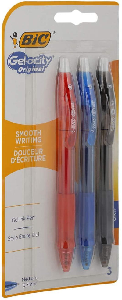 BIC Gel-ocity Original Gel Ink Pens - Assorted Colours, Pack of 3